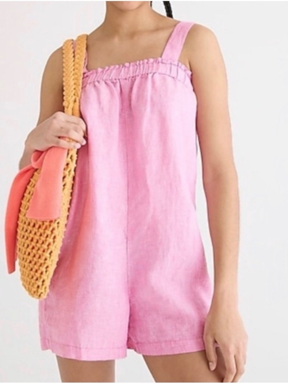 J. Crew Wild Orchid Pink Linen Relaxed Fit Romper NWOT